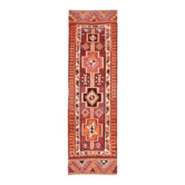 1970s Vintage Turkish Hand-Knotted Wool Cotton Purple Runner Rug 85x292