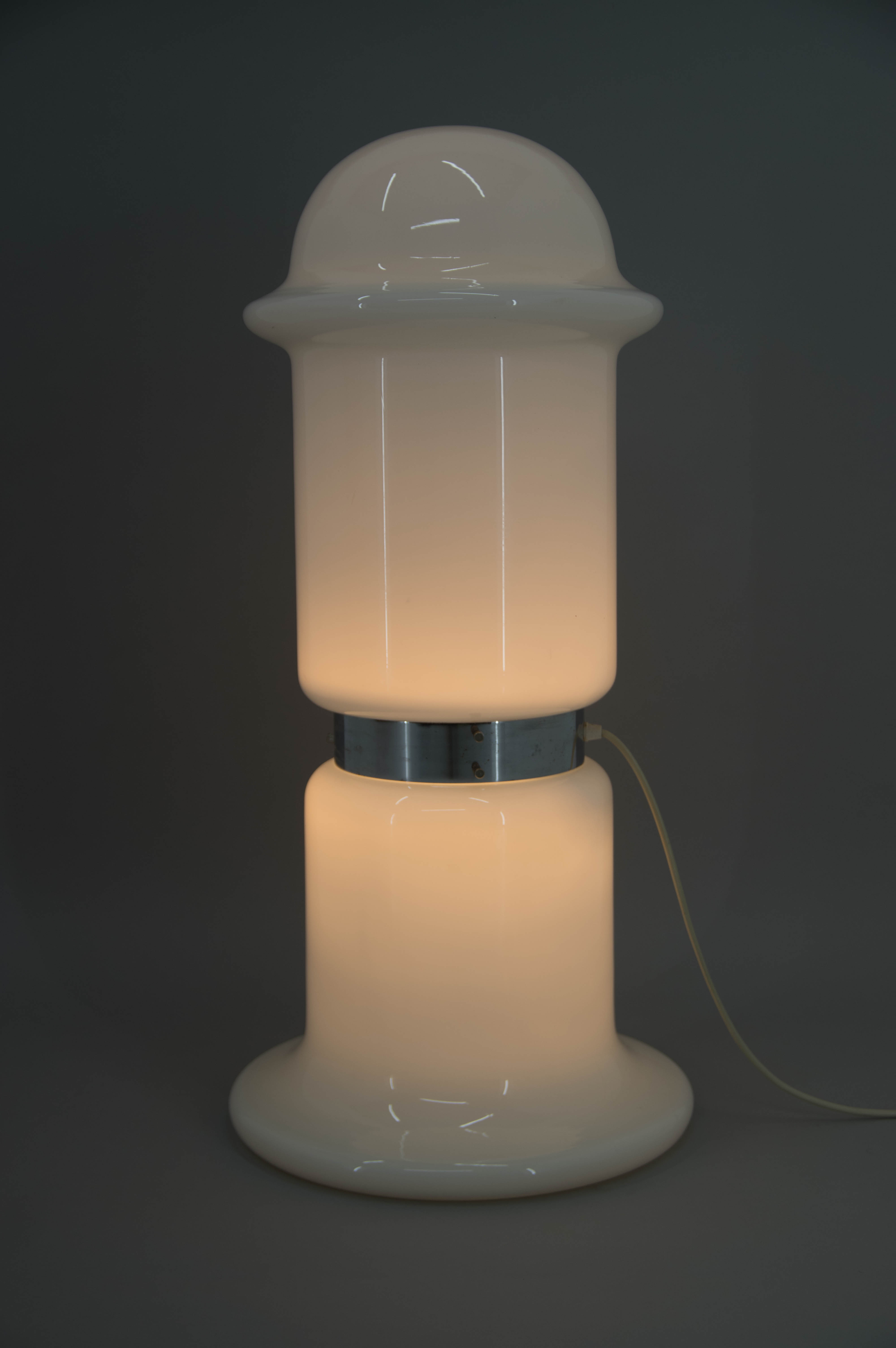 White glass floor lamp, czechoslovakia, 1970s
