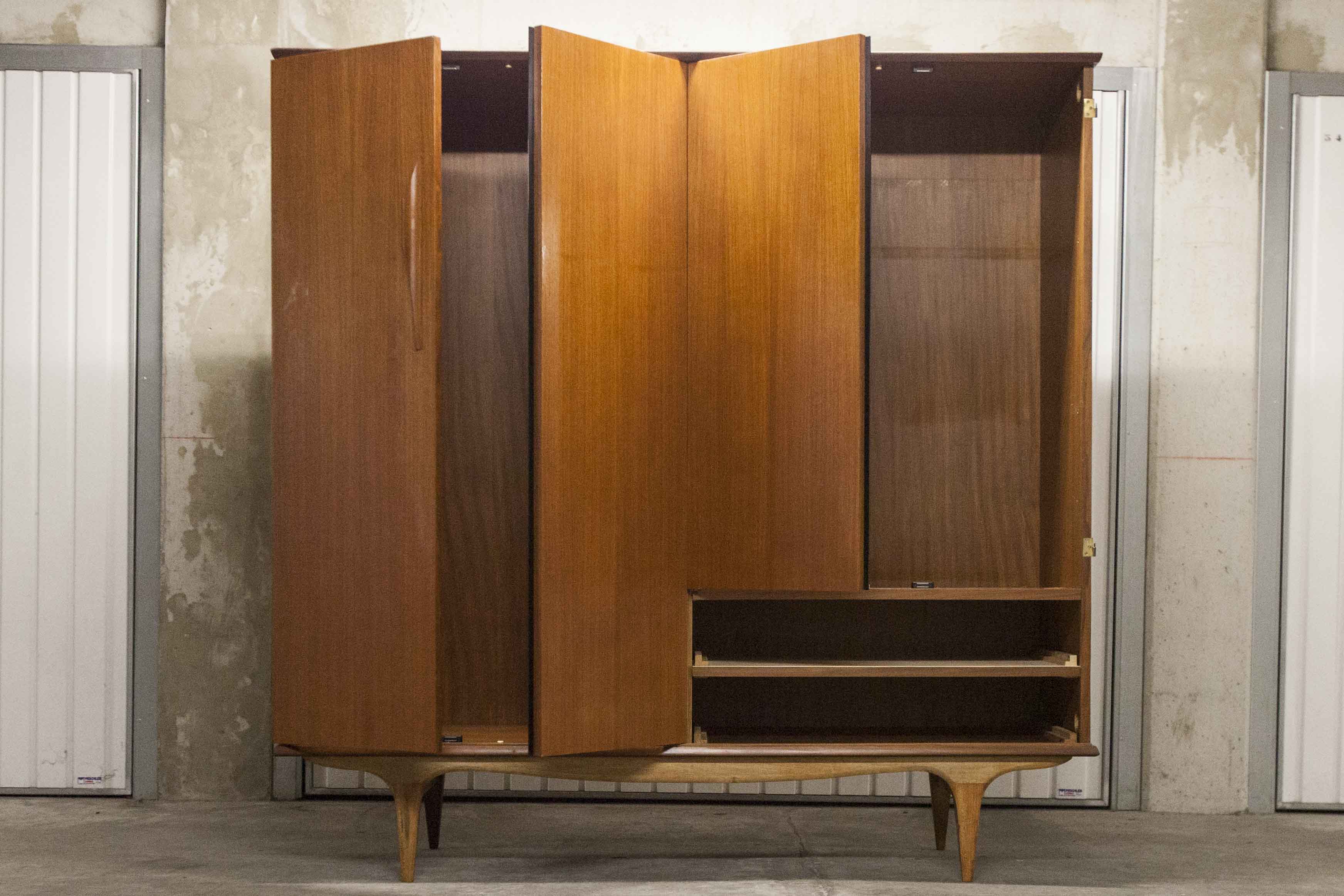 Scandinavian teak cabinet 1960 with mounting plan