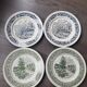 Lot de 4 assiettes plates vertes et bleues