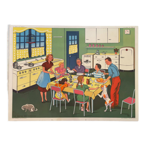 Affiche scolaire Le repas en Famille