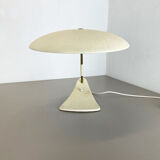 Modernist kalmar sytle Bauhaus beige metal and brass desk light, Austria, 1950s