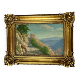 Oil on panel, landscape, Louis XVI style frame, early 20th century