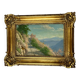 Huile sur panneau paysage encadrement style Louis XVI début XXème