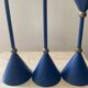 Série de 6 bougeoirs diabolo en métal bleu des années 80