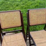 Paire de chaises pliantes , cannage , 70’