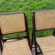 Pair of folding chairs, cane, 70s