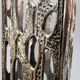 Vase sculpture "Brutalist" in metal with glass vase inside Italy 1970