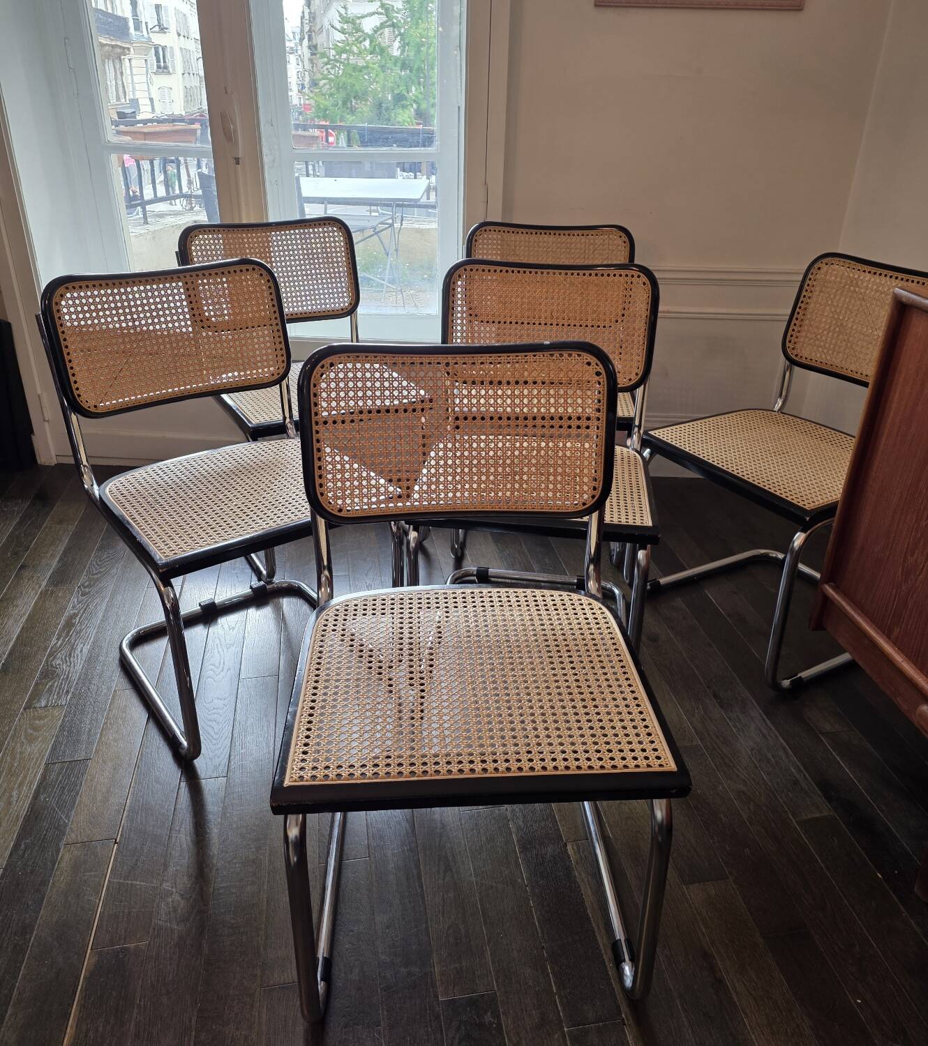 Set of 6 Cesca B32 Marcel Breuer black vintage chairs Made in Italy