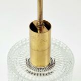 Mid-Century Scandinavian Crystal Glass & Brass Ceiling Light by Fagerlund