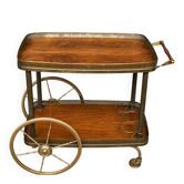 Service trolley. Bronze, brass, wood.