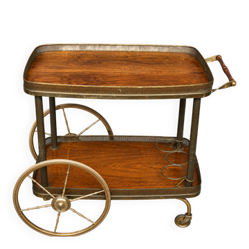 Chariot de service. Bronze, laiton, bois.