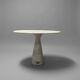 Table d’appoint haute avec pied en marbre et plateau en travertin