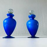 Duo de flacons bleu en verre