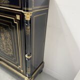 Napoleon III furniture has a black wooden door and brass marquetry 19th century