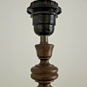 French tall wooden carved open weave barley twist table lamp base