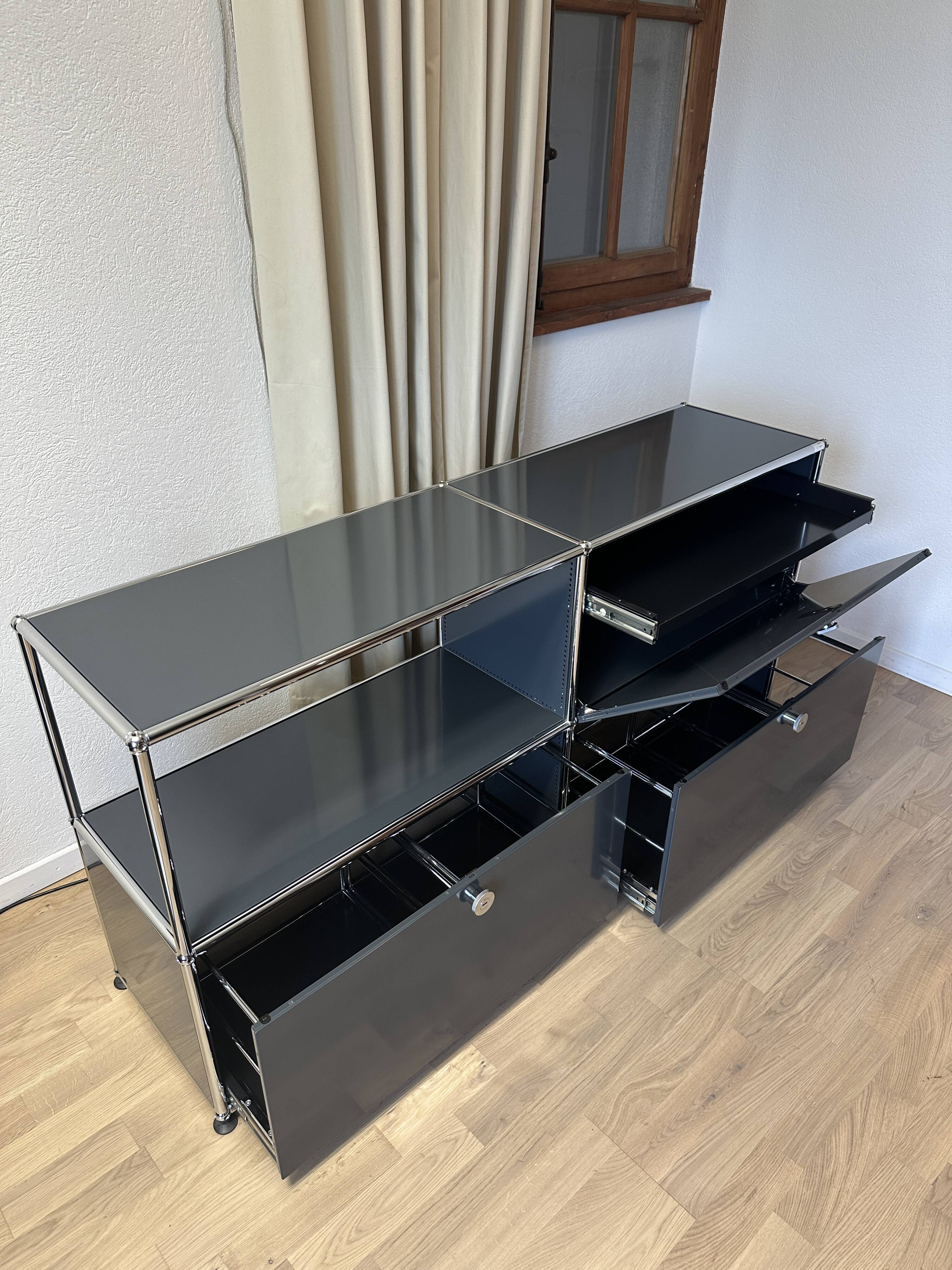 USM Haller sideboard in Anthracite Grey and Graphite Black