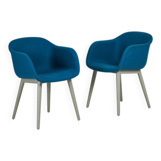 Iskos-Berlin for Muuto — “Fiber” Armchairs (Pair) — Grey Textile Upholstery