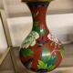 CLOISONNE VASE WITH LOTUS FLOWERS DECOR IN BURGUNDY TONES