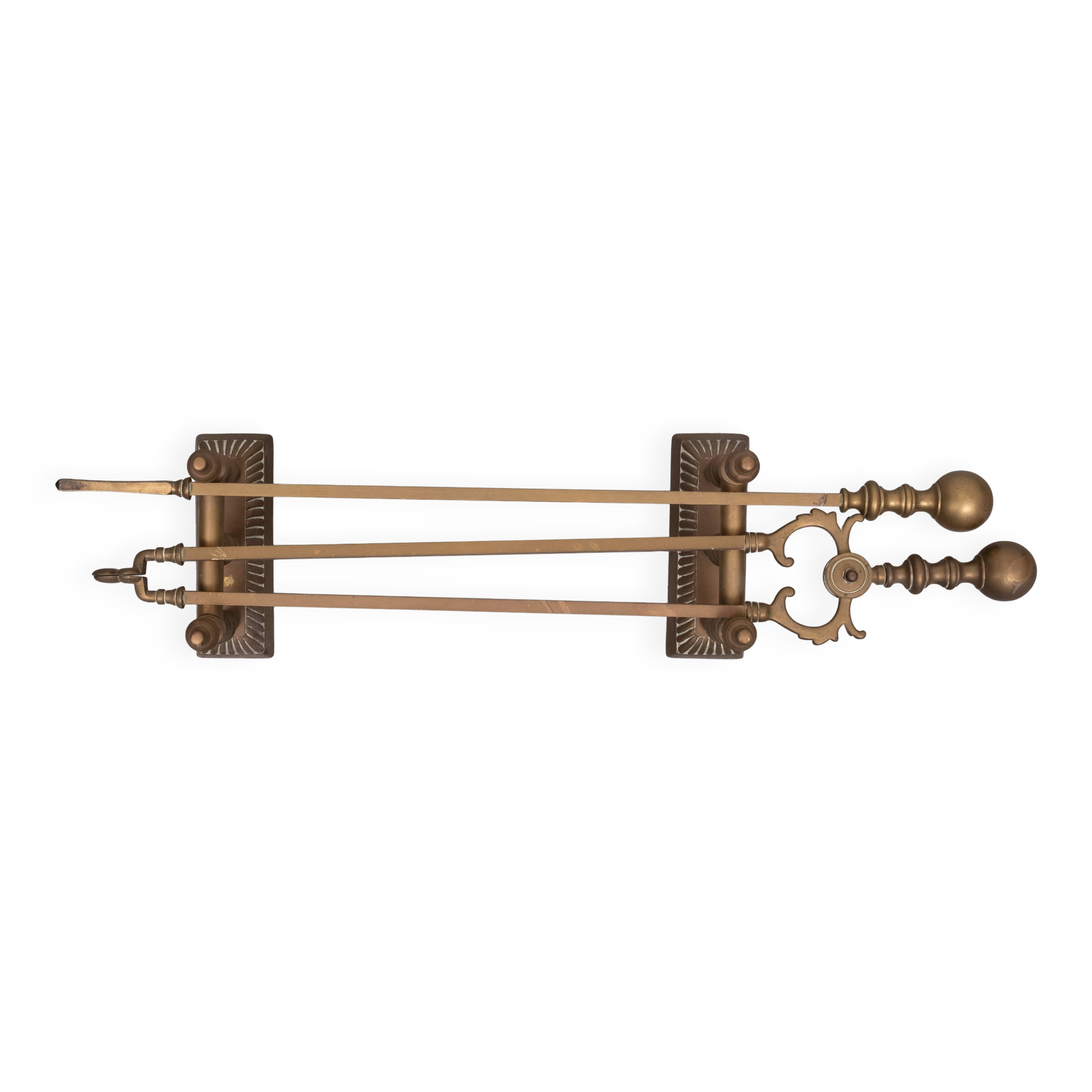 Antique Brass Fireplace Tools 19th Century
