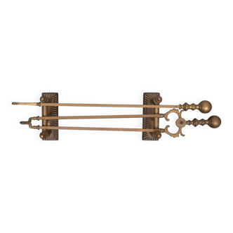 Antique Brass Fireplace Tools 19th Century