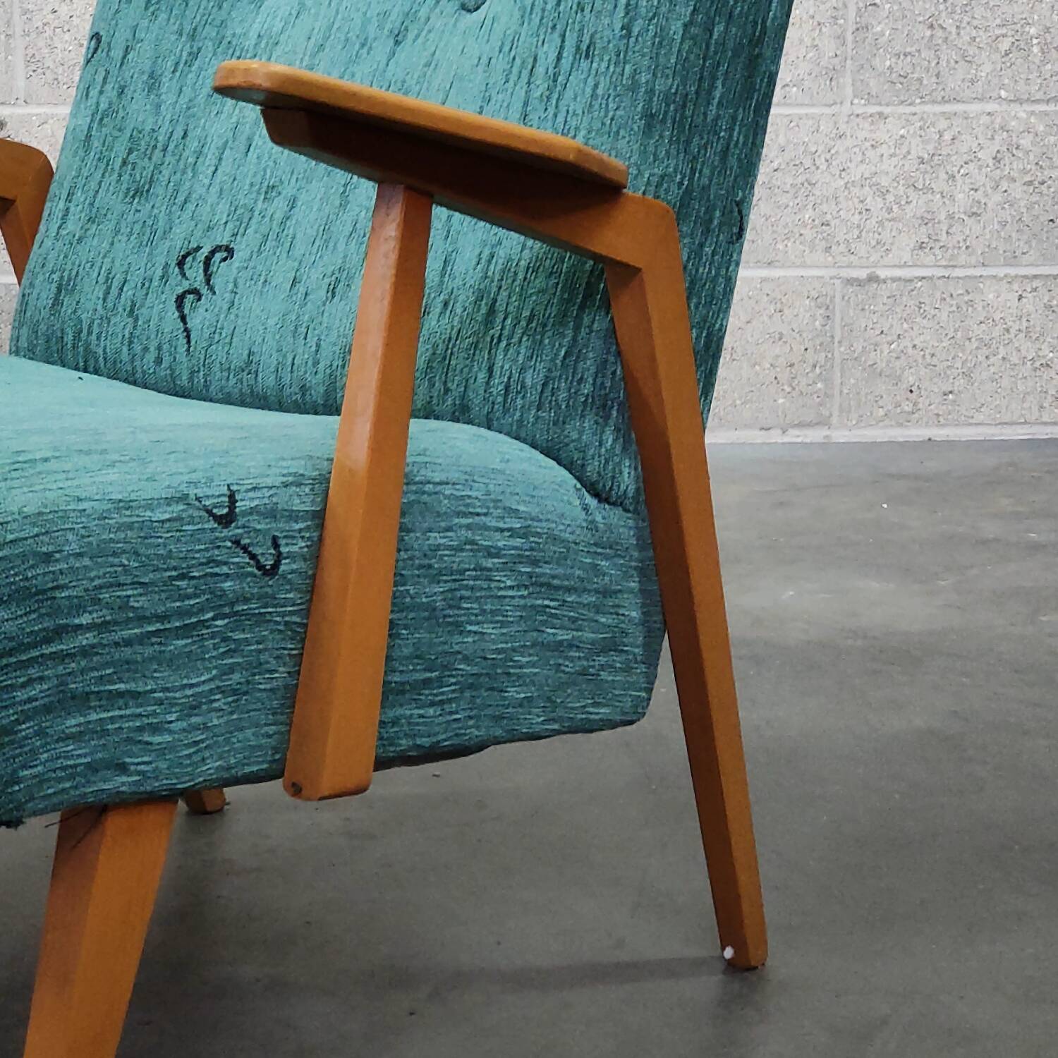 Pair of Czech blue and green armchairs 1960