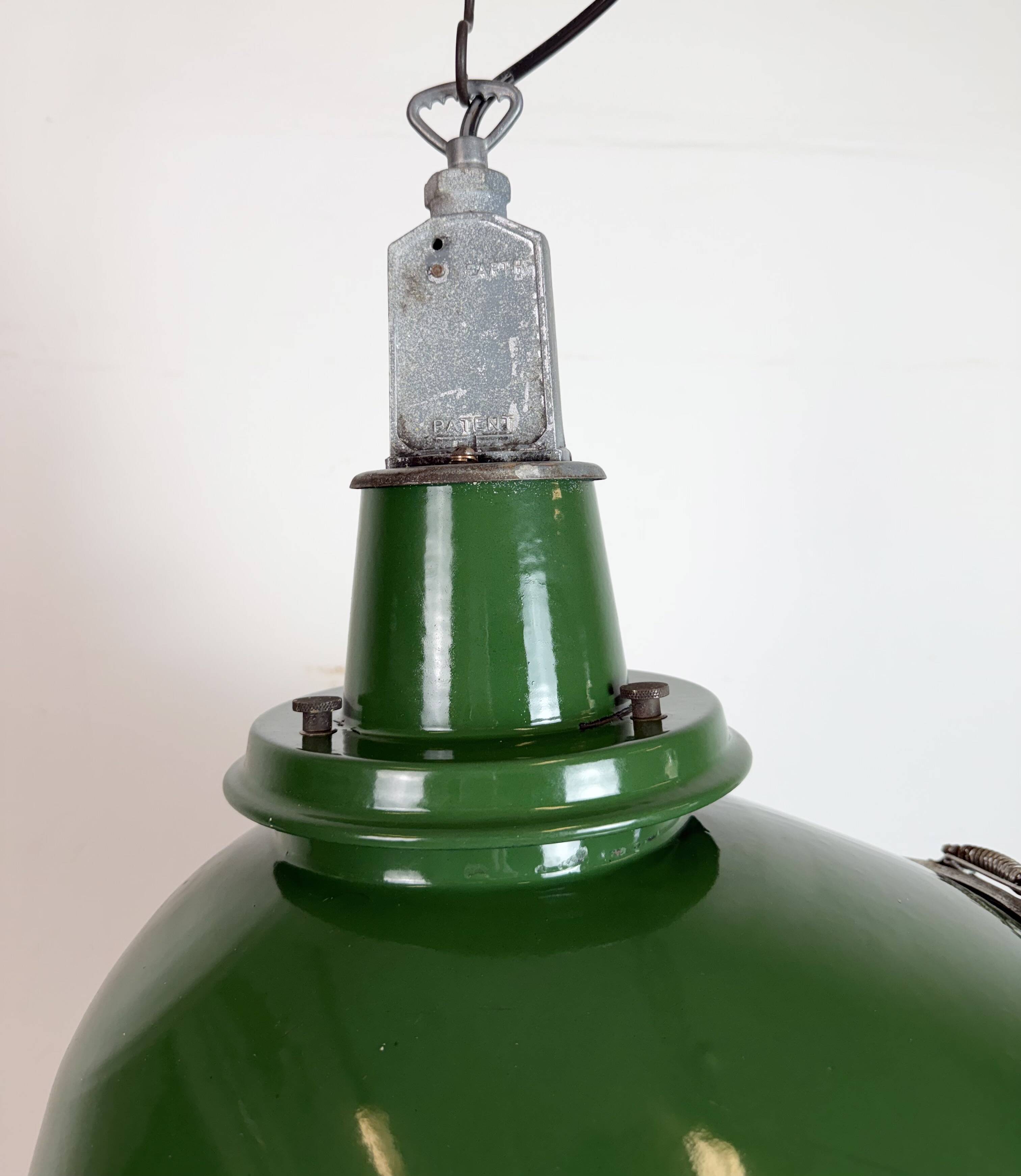 Large Industrial Green Enamel Factory Pendant Lamp from Benjamin, 1960s