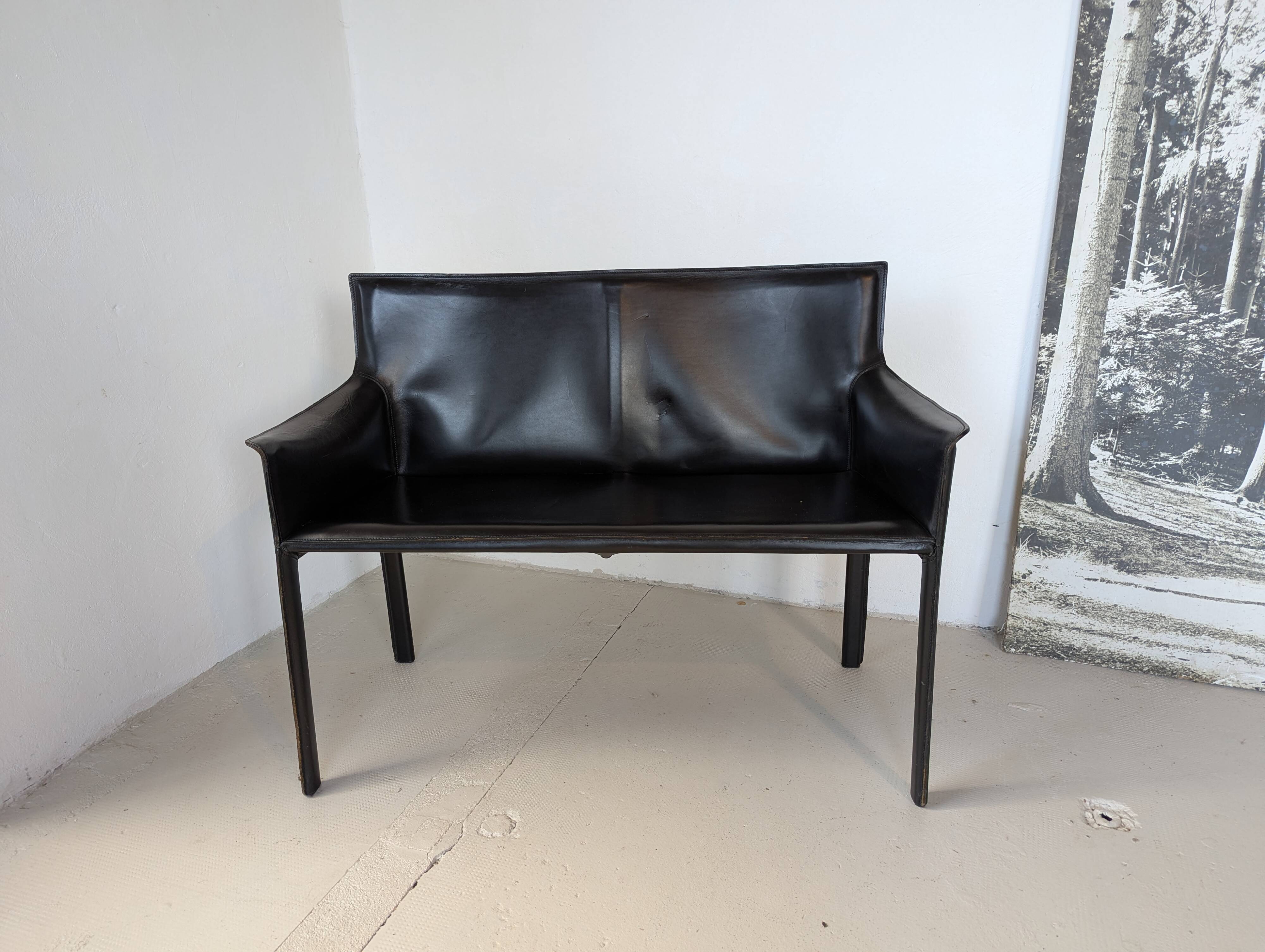 Italian designer leather bench, Enrico Pellizzoni