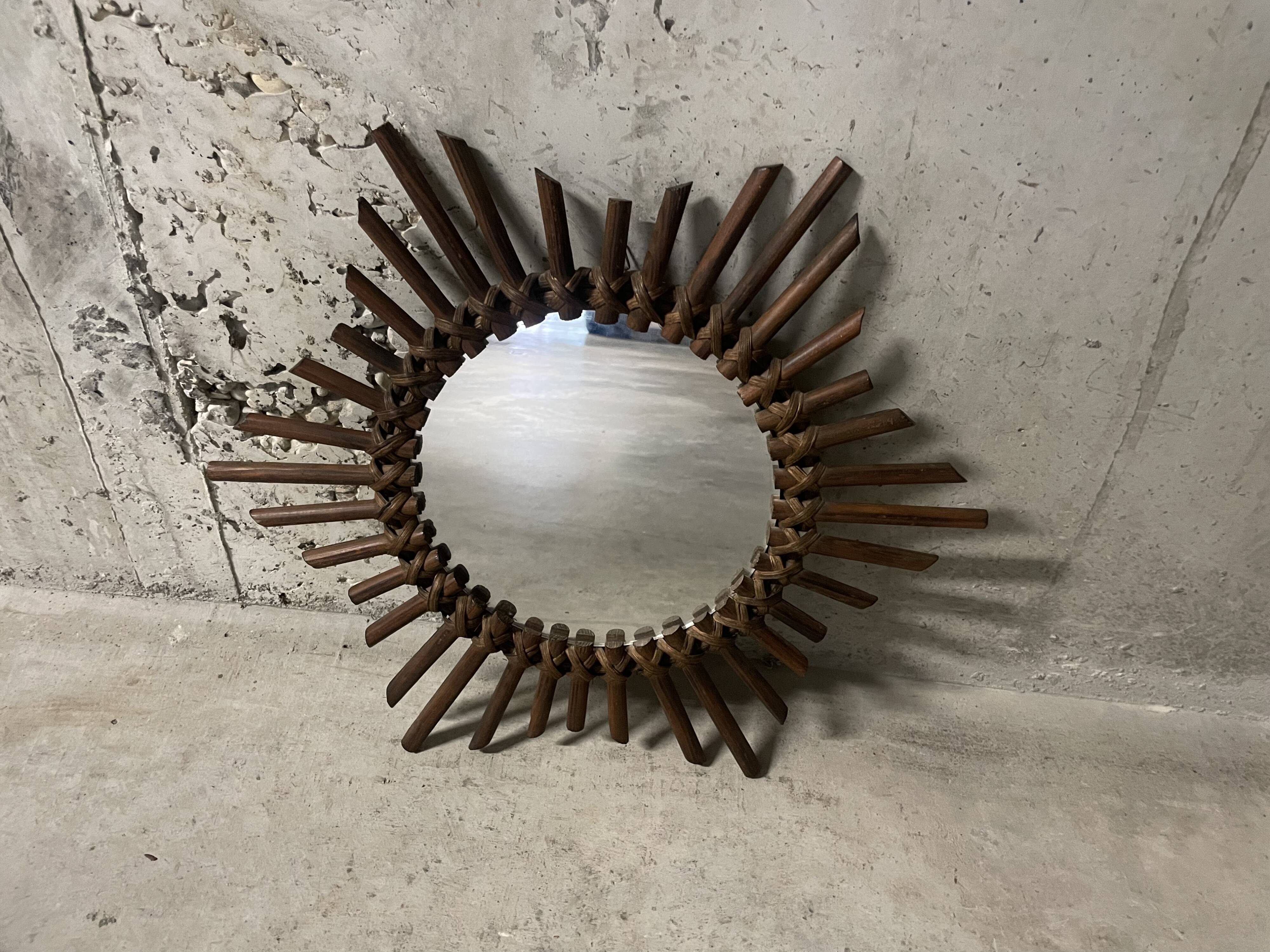 Rattan sun mirror