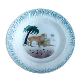 Plat creux au décor de lions céramique de st-Amand