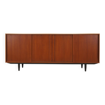 Buffet en teck danois des années 1960 avec section bar et portes coulissantes.