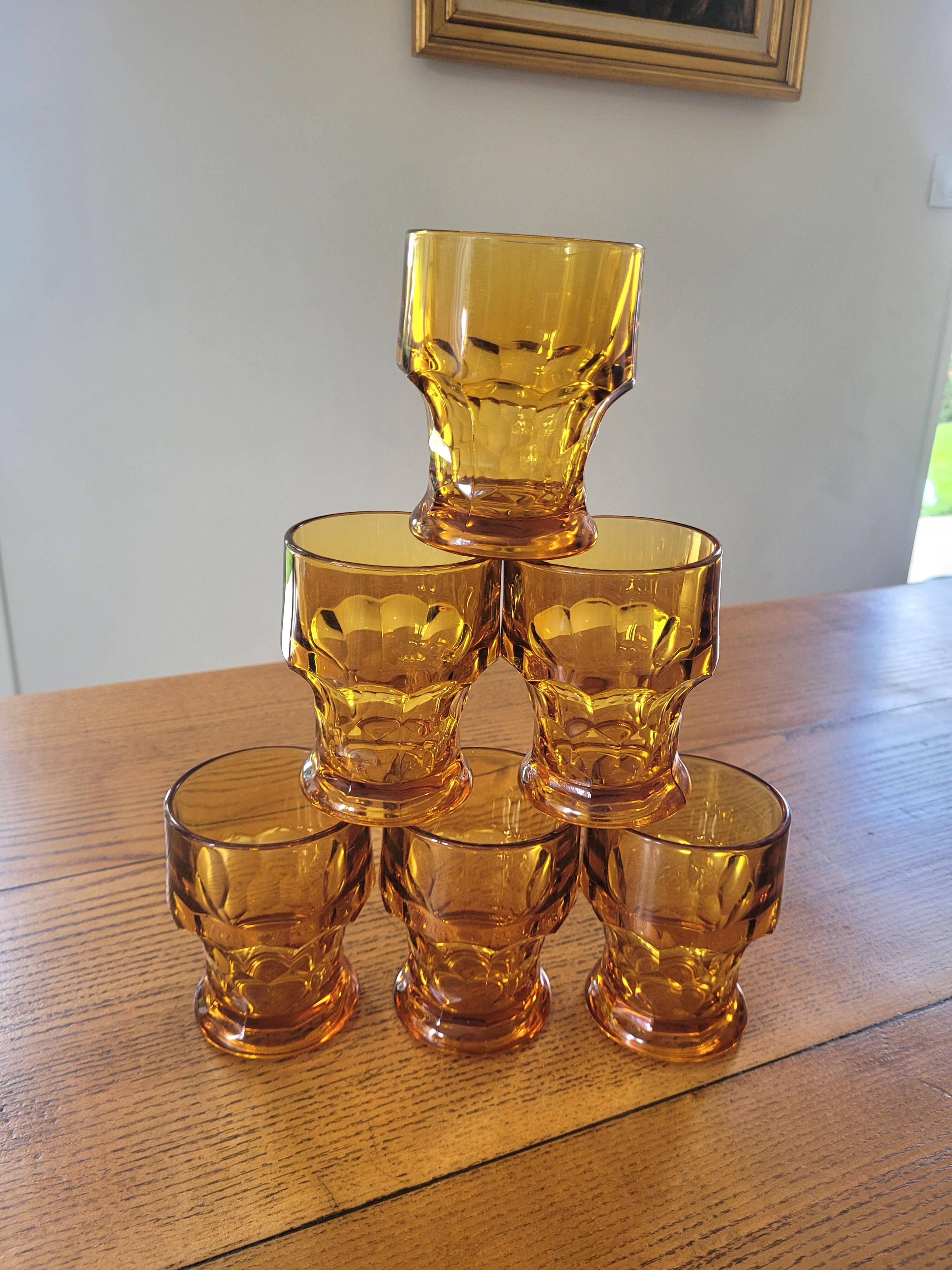 Set of 6 vintage amber glasses, Italy
