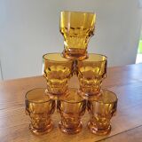 Set of 6 vintage amber glasses, Italy