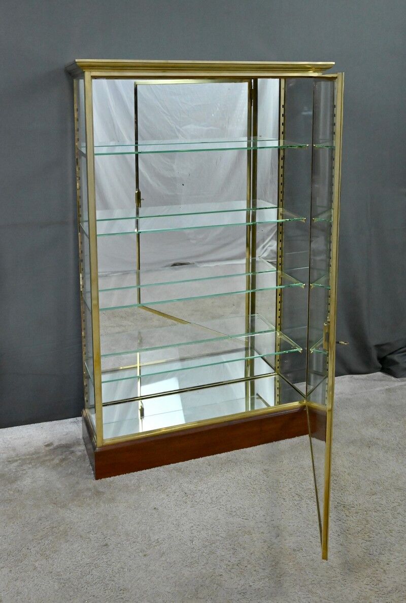 Brass display cabinet with a mirrored back – early 20th century