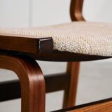 Mid-Century Bentwood Chair Set in Stained Beech with Wool Upholstery