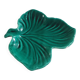 empty pocket cup leaf shape green ceramic slip, some chips on one edge