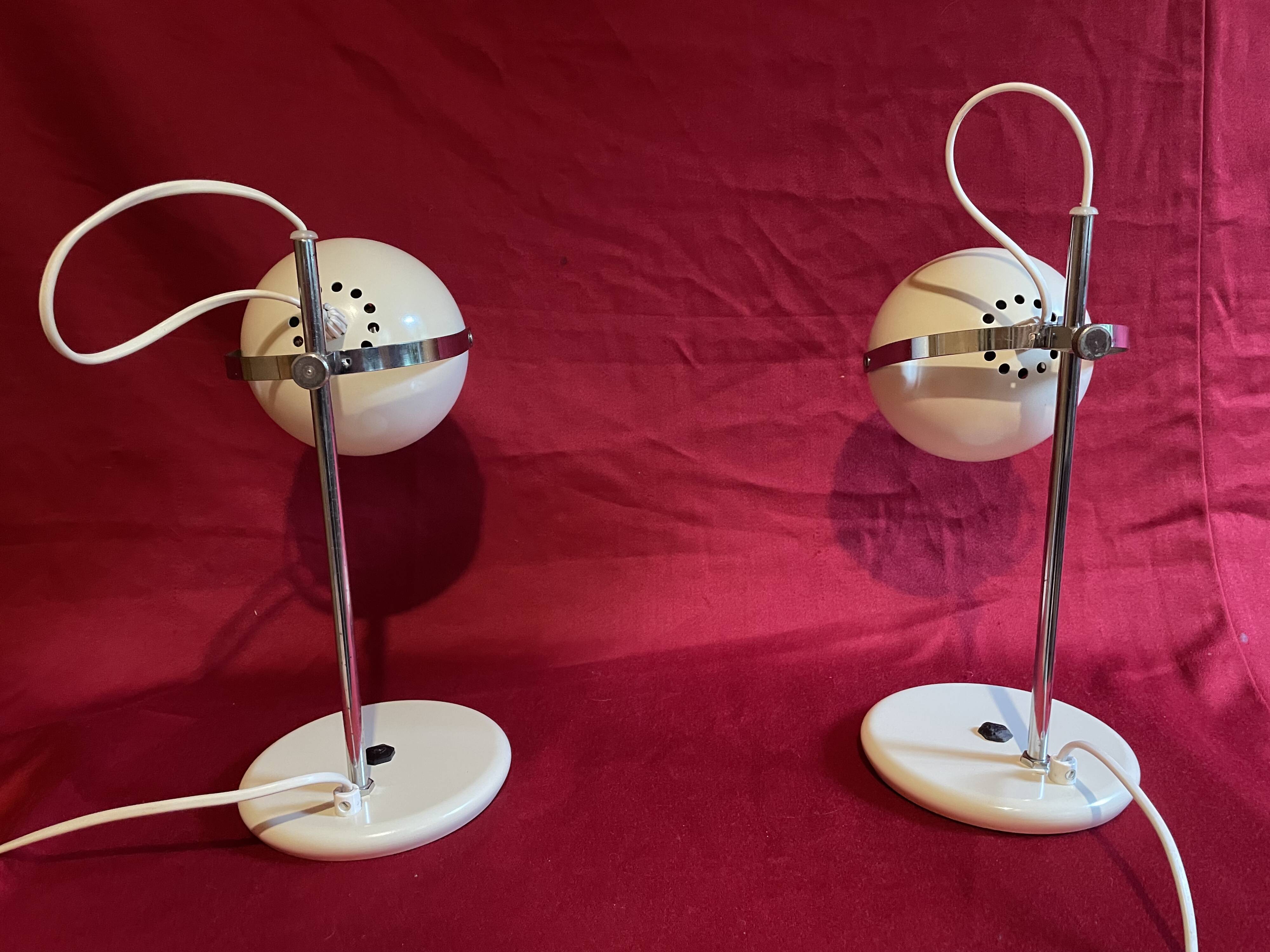 Pair of Eye-Ball lamps, "Aluminor", 1970s