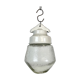 Suspension industrielle en porcelaine blanche avec verre clair dépoli, années 1970