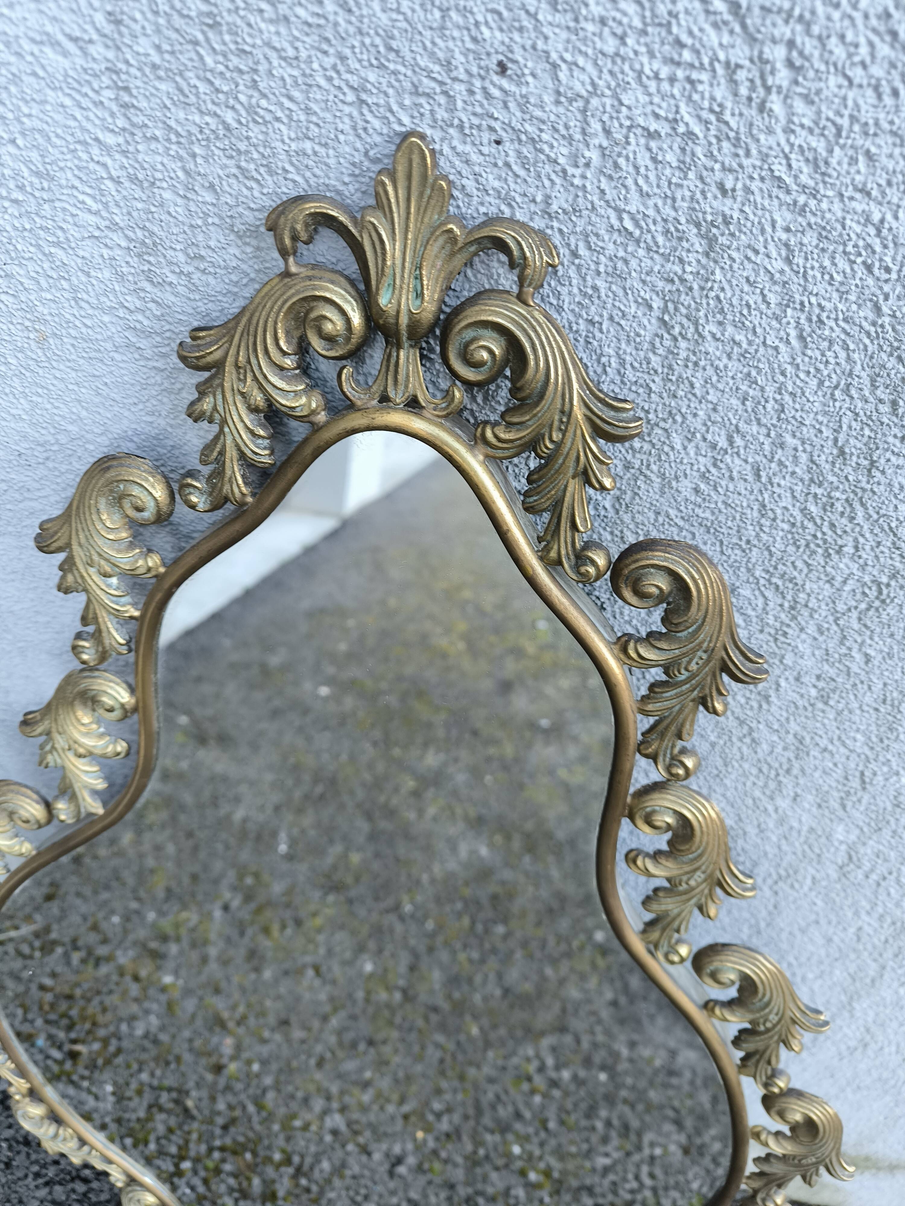 Antique brass mirror