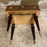 Antique Nightstand N252 Drawer Lacquered Wood Mid 20th Century Vintage