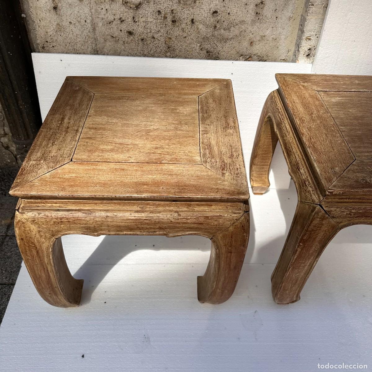 2 tables d'appoint en bois d'orme, Chine années 50