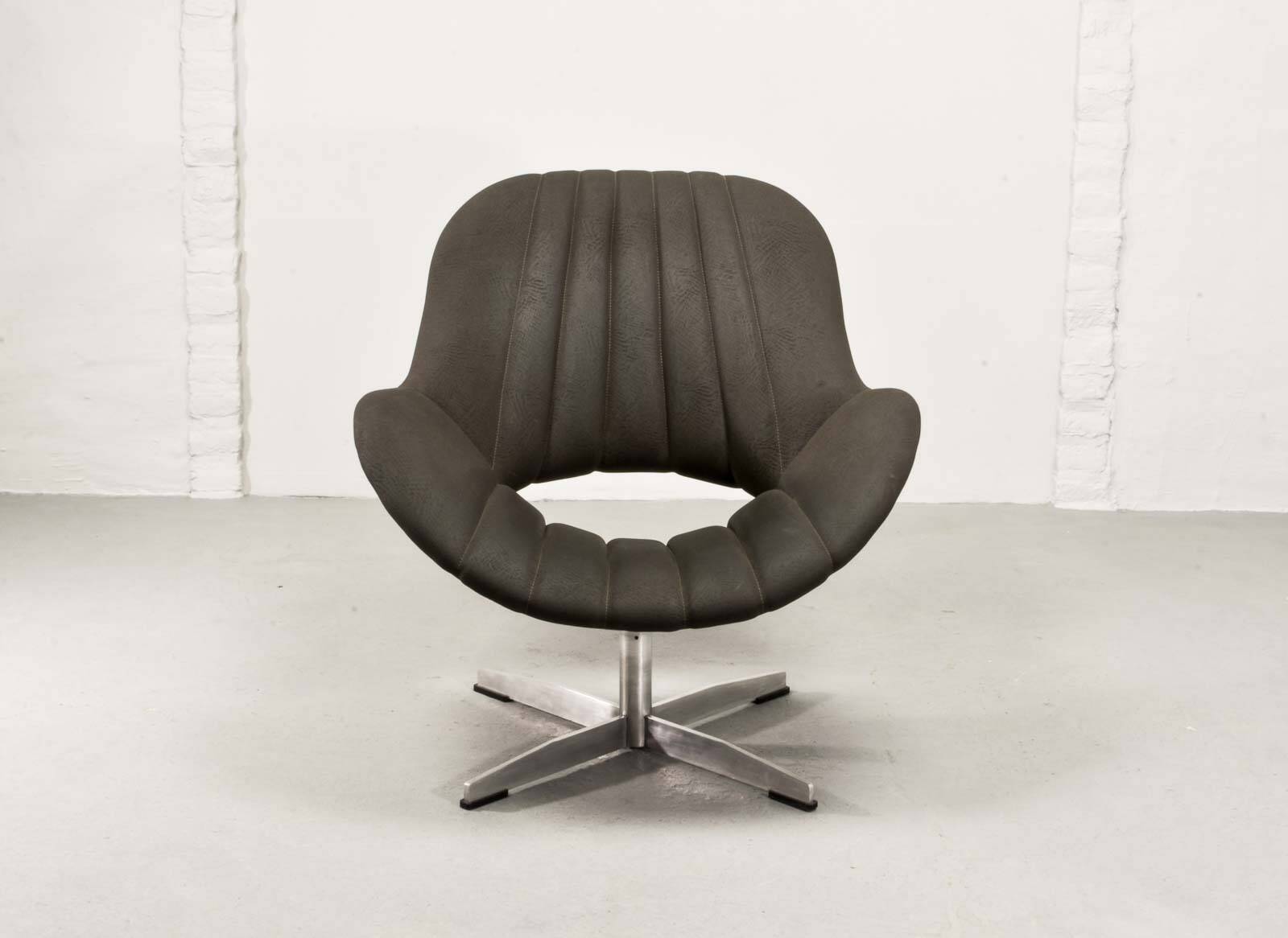 Rohé Chocolate Brown Leatherette Vintage Design Lounge Chair, 1960s