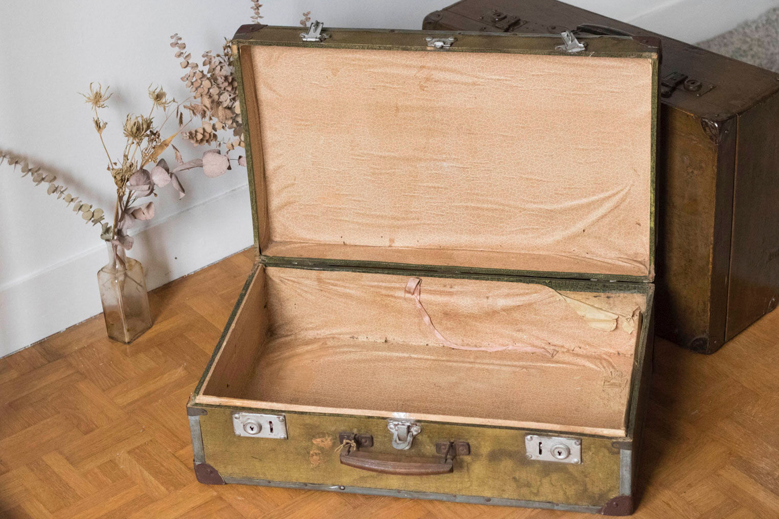 Antique suitcase - vintage travel trunk