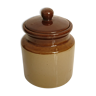 Beige and brown mustard pot