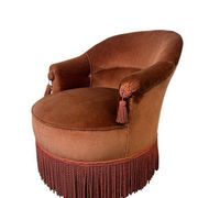 Fauteuil vintage rose ancien / une place / fauteuil à franges
