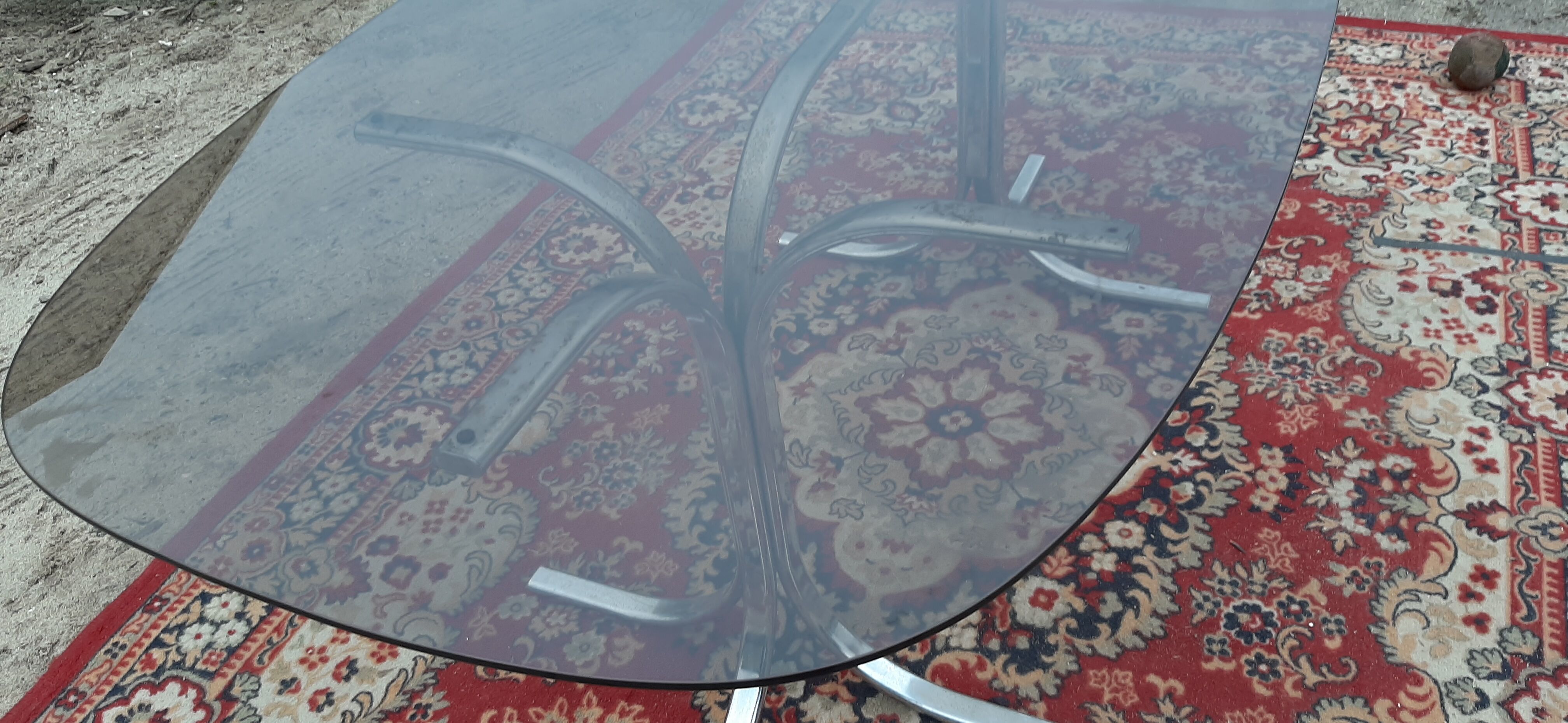 Vintage chrome table and smoked glass