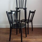 Vintage black lacquered wooden chairs 1980
