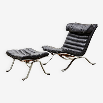 Fauteuil et ottoman Arne Norell Ari pour Norell Mobler, Suède 1966