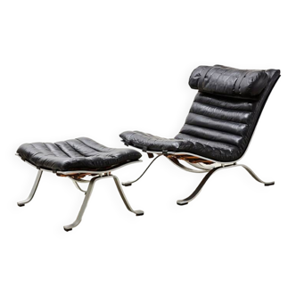 Fauteuil et ottoman Arne Norell Ari pour Norell Mobler, Suède 1966