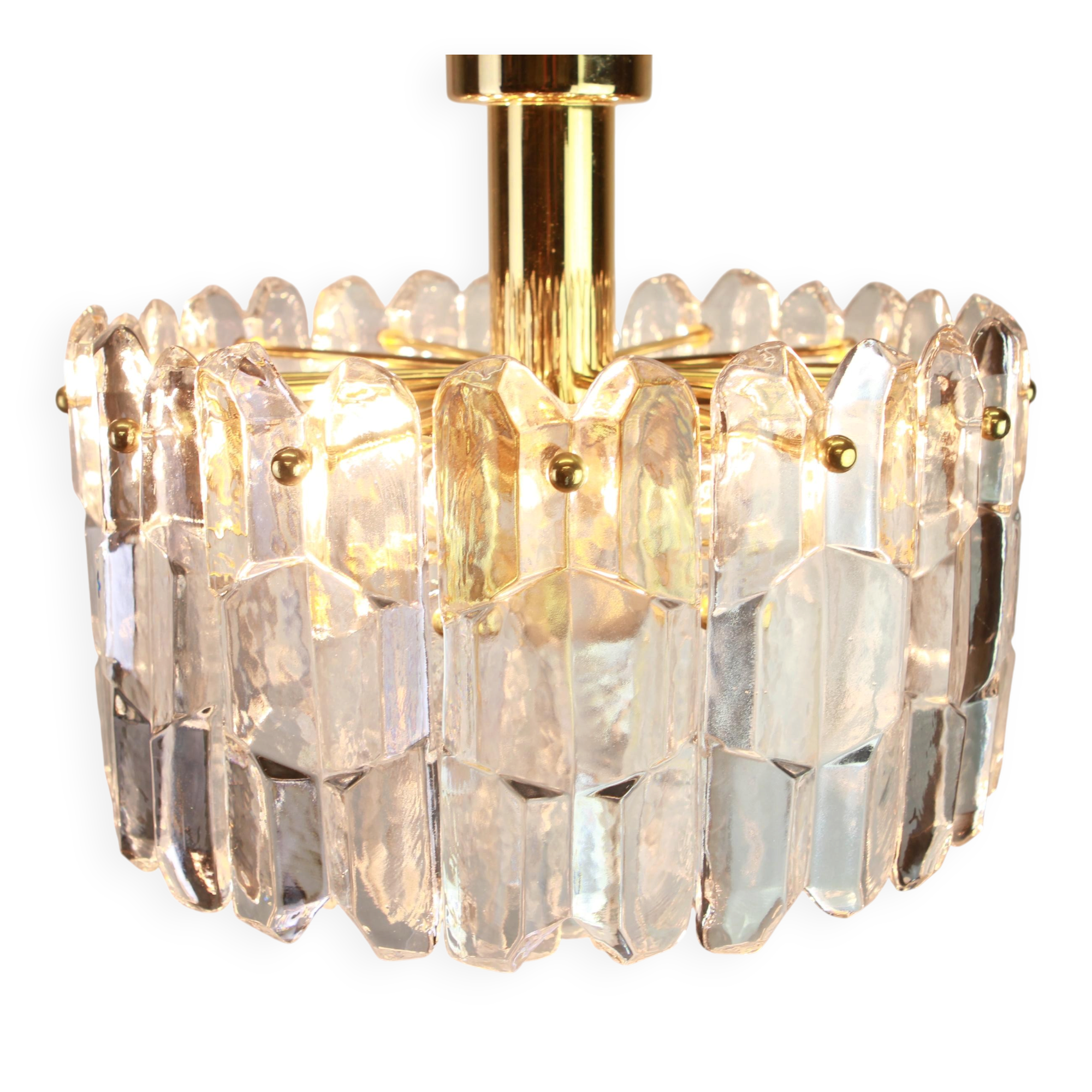 Murano glass light fixture in brass Palazzo, Kalmar, Austria, 1970s